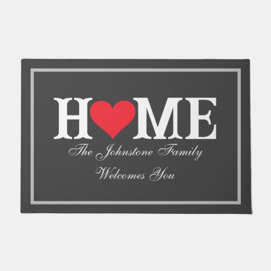 Rustikaler Holzkohlename Coole Liebe Unsere Zuhaus Fußmatte (Vorderseite)
