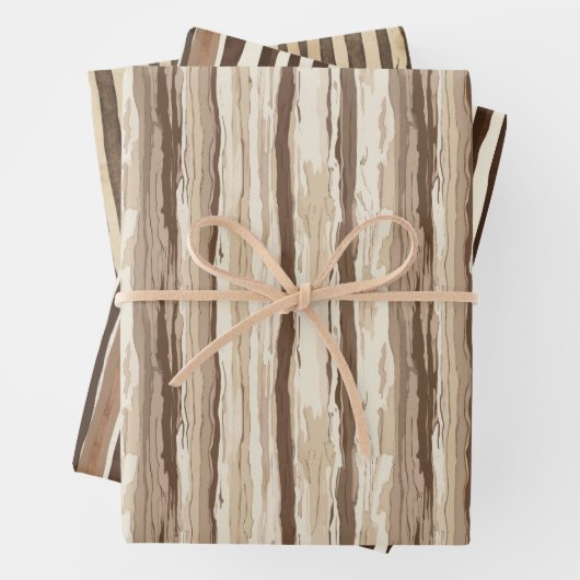 Rustikaler Holzkörner Geschenkpapier Set (Beispiel)