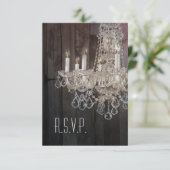 Rustikaler Holzkronleuchter Hochzeit RSVP Reaktion Karte (Stehend Vorderseite)