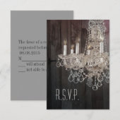 Rustikaler Holzkronleuchter Hochzeit RSVP Reaktion Karte (Vorne/Hinten)