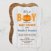 Rustikaler Holzkürbis, Babydusche Einladung (Vorne/Hinten)