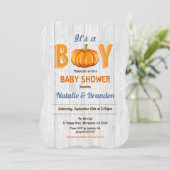 Rustikaler Holzkürbis, Babydusche Einladung (Stehend Vorderseite)