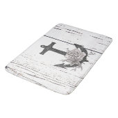 Rustikaler Holzküstenstrand Anker Vintage Blütenwe Badematte (Schrägansicht)