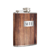 Rustikaler Holzmonogramm-Hüftkolben Flachmann (Rechts)