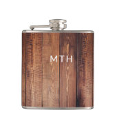 Rustikaler Holzmonogramm-Hüftkolben Flachmann (Vorderseite)