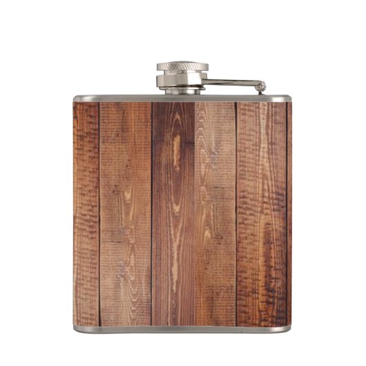 Rustikaler Holzmonogramm-Hüftkolben Flachmann (Rückseite)