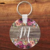 Rustikaler Holzname ErstMit Monogramm für Nichte Schlüsselanhänger (Vorderseite)