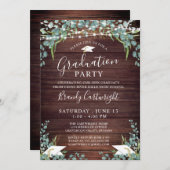 Rustikaler Holzofengrün, String Lights Abschluss Einladung (Vorne/Hinten)