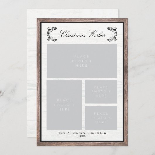 Rustikaler Holzrahmen Feiertagskarte (Vorne/Hinten)