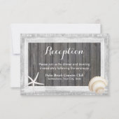 Rustikaler Holzrahmen Seashell Beach Wedding Empfa Einladung (Vorderseite)