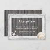 Rustikaler Holzrahmen Seashell Beach Wedding Empfa Einladung (Vorne/Hinten)