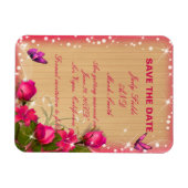 Rustikaler Holzrosa Blütenschmetterling Save the D Magnet (Horizontal)