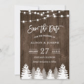 Rustikaler Holzsaitenleuchter Kiefernbaum Save the Date (Vorderseite)