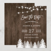 Rustikaler Holzsaitenleuchter Kiefernbaum Save the Date (Vorne/Hinten)