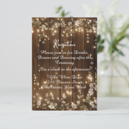 Rustikaler Holzsaitenlicht Weiße Empfang Begleitkarte