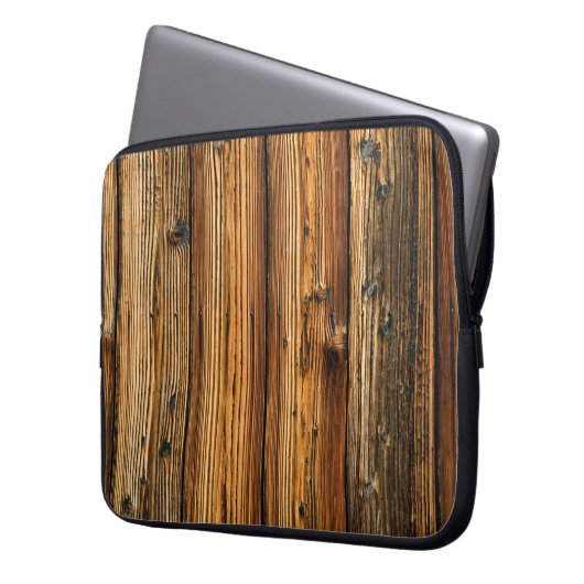 Rustikaler Holzschlauch Laptopschutzhülle (Vorderseite Links)