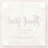 Rustikaler Holzschnitt Danke Hochzeit Glasuntersetzer (Rückseite)