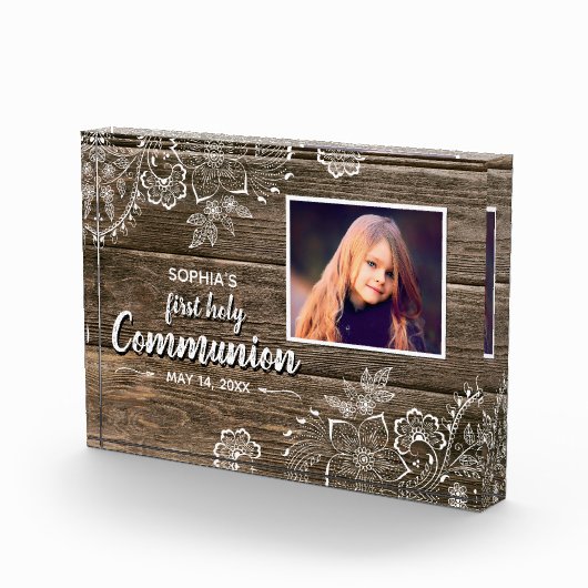 Rustikaler Holzschnitt erster heiliger Foto (Rechts)