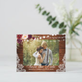 Rustikaler Holzschnitt, Save the Date Ankündigungspostkarte (Stehend Vorderseite)