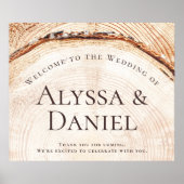 Rustikaler Holzschnitt Willkommen bei der Hochzeit Poster (Vorne)