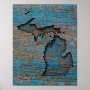 Rustikaler Holzschnitzel Michigan Staat Poster