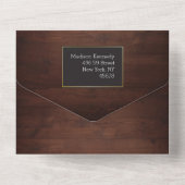 Rustikaler Holzschuh in einer Einladung (Rückseite)