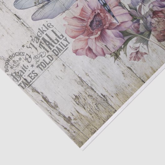 Rustikaler Holzsignatdrachenfliege auf Blume Seidenpapier (Ausschnitt)