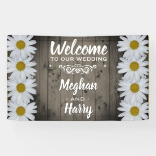 Rustikaler Holzstall Wedding Daisy Floral Willkomm Banner