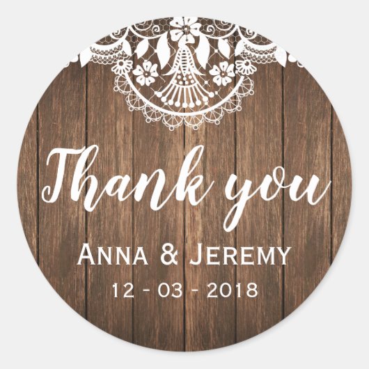 Rustikaler Holzstich Runder Aufkleber (Vorderseite)