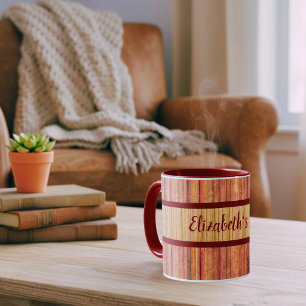 Rustikaler Holzstreifen-Becher Tasse