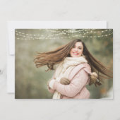 Rustikaler Holzstring Lights 5 Foto Abschluss Einladung (Rückseite)