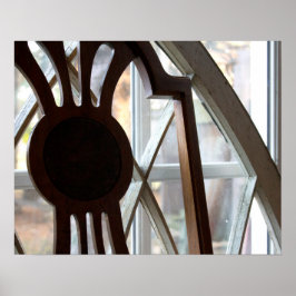 Rustikaler Holzstuhl vor Fenster 16x20 Poster