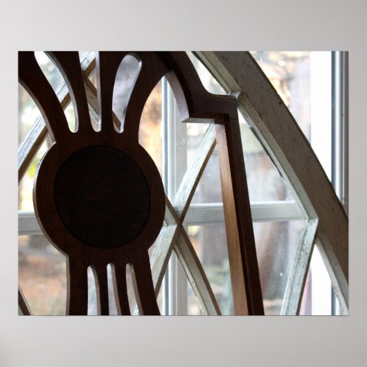 Rustikaler Holzstuhl vor Fenster 16x20 Poster (Vorne)