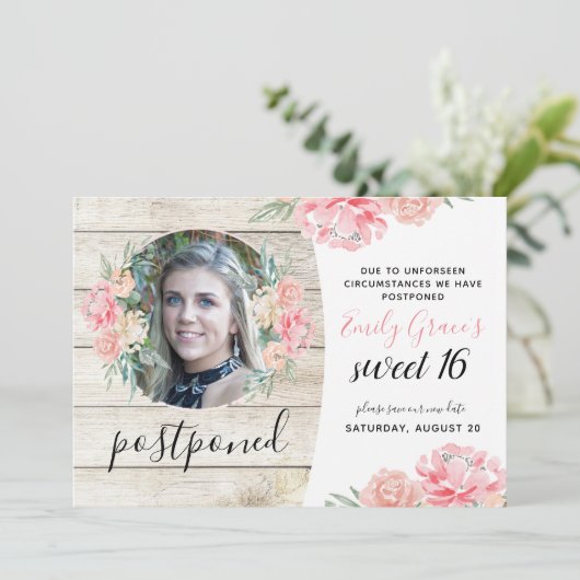 Rustikaler Holzsüß 16 aufgeschoben Einladung (Stehend Vorderseite)