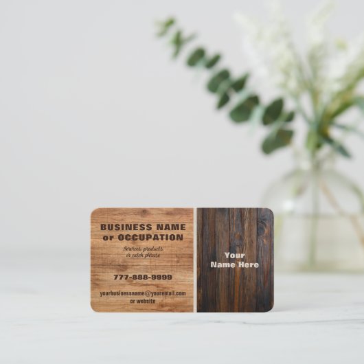 Rustikaler Holzteppich Visitenkarte (Stehend Vorderseite)