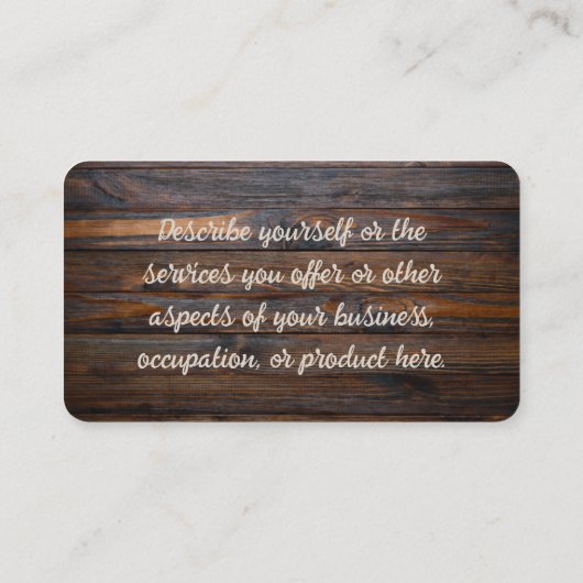 Rustikaler Holzteppich Visitenkarte (Rückseite)