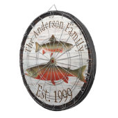 Rustikaler Holzton Monogram Fly Fishing Brook Trou Dartscheibe (Vorderseite rechts)