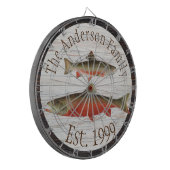 Rustikaler Holzton Monogram Fly Fishing Brook Trou Dartscheibe (Vorderseite Links)