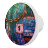 Rustikaler Holztüren-Schlüsselloch und Kettenknöpf Keramikknauf (Rechts)