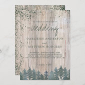 Rustikaler Holzwald Schneewetter Einladung (Vorne/Hinten)