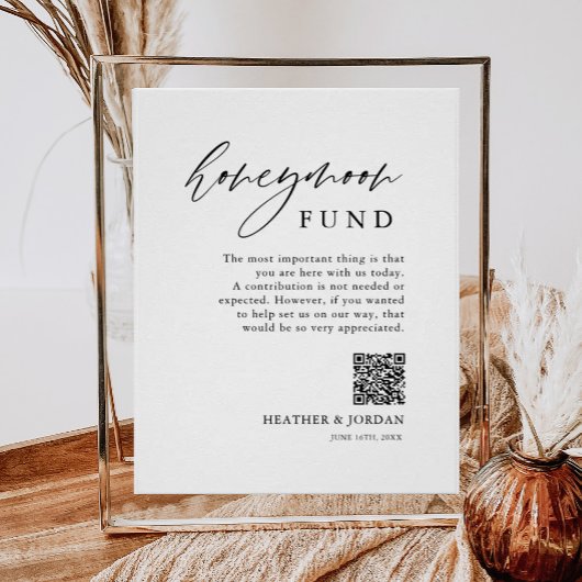 Rustikaler Honeymoon Fund QR will gut unterschreib Poster