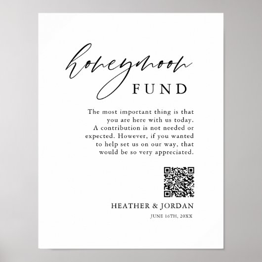 Rustikaler Honeymoon Fund QR will gut unterschreib Poster (Vorne)