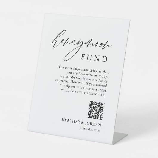 Rustikaler Honeymoon Fund QR will gut unterschreib Sockelschild (Vorderseite)