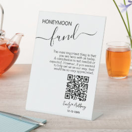 Rustikaler Honeymoon Fund QR wünscht Sockelschild