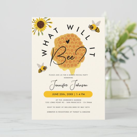 Rustikaler Honig, was es sein wird, geschlechtsspe Einladung (Stehend Vorderseite)