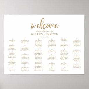 Rustikaler, horizontaler alphabetischer Sitzplan Poster
