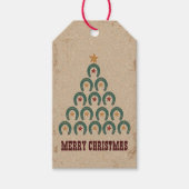 Rustikaler Horseshoe Weihnachtsbaum Geschenkanhänger (Vorderseite)