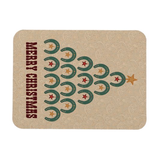 Rustikaler Horseshoe Weihnachtsbaum Magnet (Horizontal)