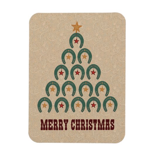 Rustikaler Horseshoe Weihnachtsbaum Magnet (Vertikal)