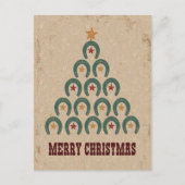 Rustikaler Horseshoe Weihnachtsbaum Postkarte (Vorderseite)